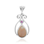 Starborn Pink Natrolite and Tourmaline Pendant in Fine Sterling Silver