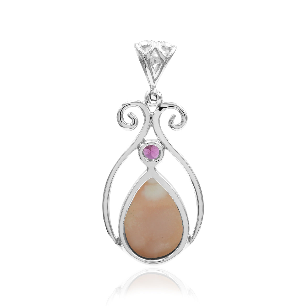Starborn Pink Natrolite and Tourmaline Pendant in Fine Sterling Silver