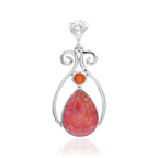 Starborn Magma Chalcedony with Faceted Carnelian Pendant in Sterling Silver