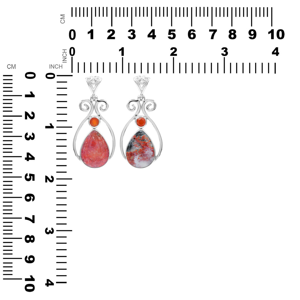 Starborn Magma Chalcedony with Faceted Carnelian Pendant in Sterling Silver