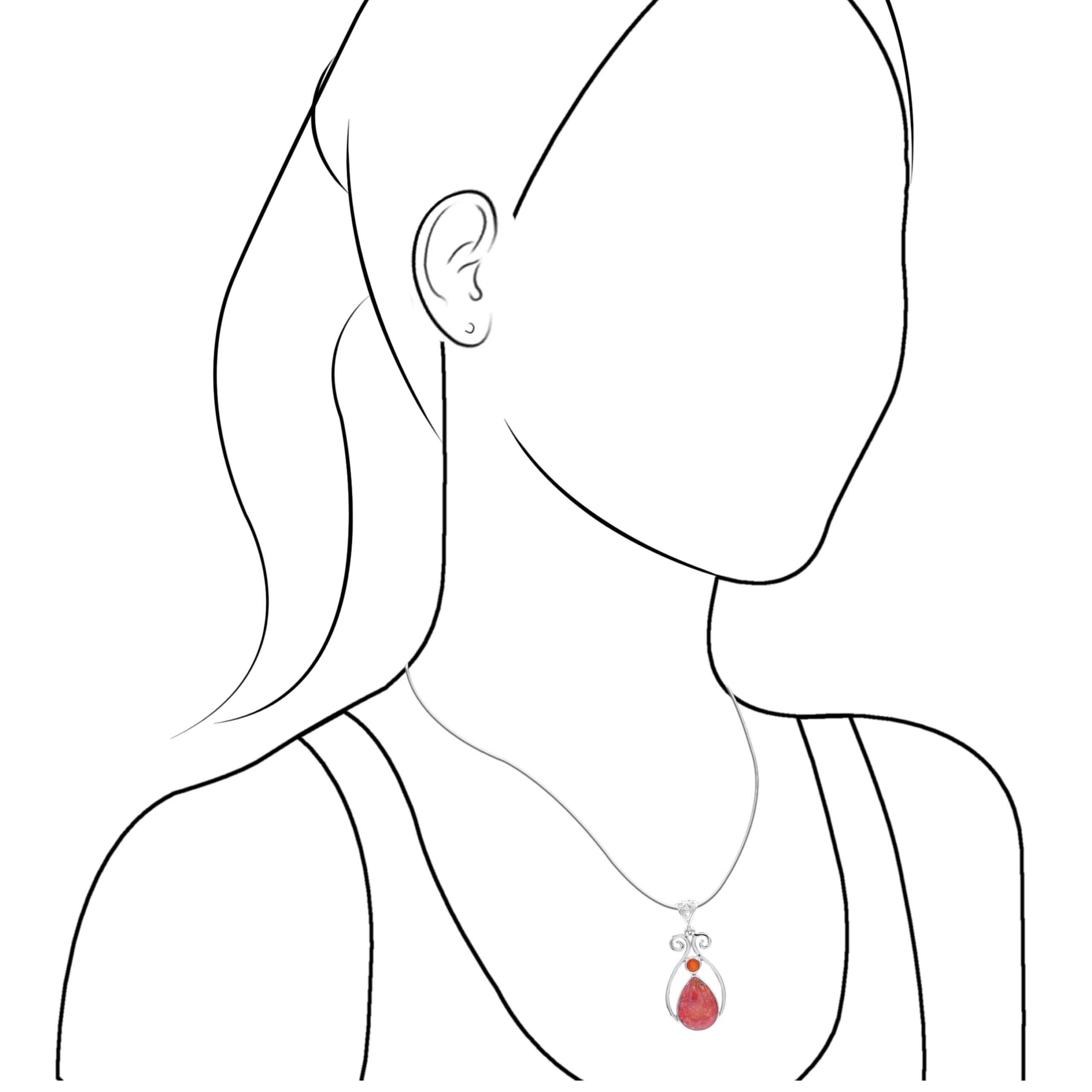 Starborn Magma Chalcedony with Faceted Carnelian Pendant in Sterling Silver