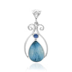 Starborn Blue Ice Glacierite with Faceted Kyanite Pendant in Sterling Silver