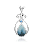 Starborn Blue Ice Glacierite with Faceted Kyanite Pendant in Sterling Silver