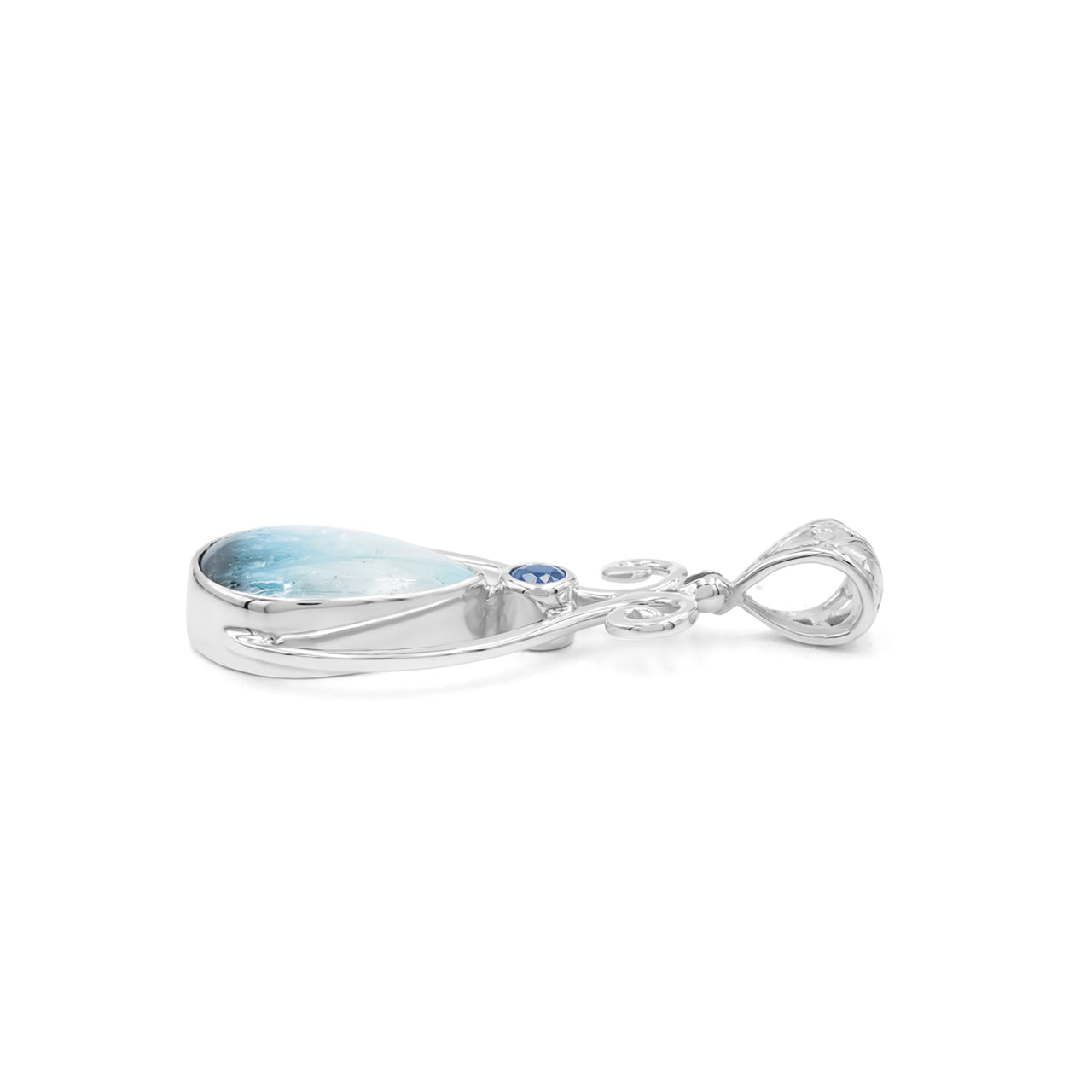 Starborn Blue Ice Glacierite with Faceted Kyanite Pendant in Sterling Silver