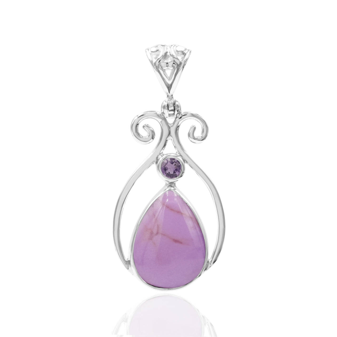 Starborn Phosphosiderite and Amethyst Pendant in Sterling Silver