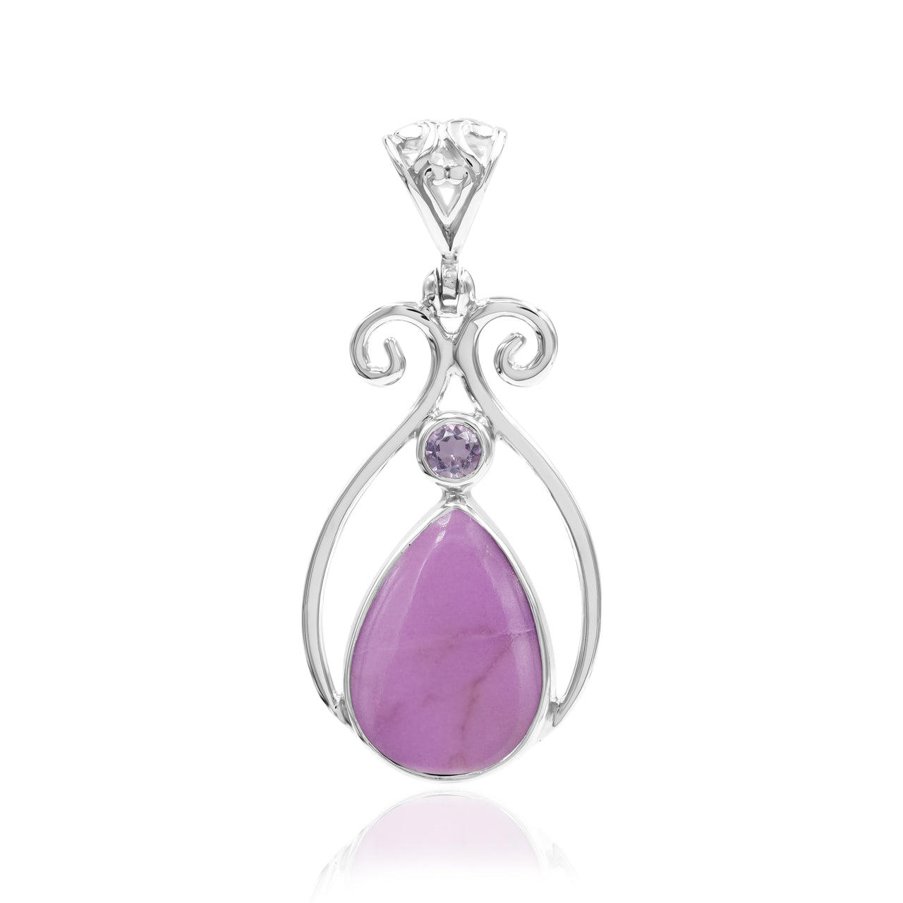 Starborn Phosphosiderite and Amethyst Pendant in Sterling Silver