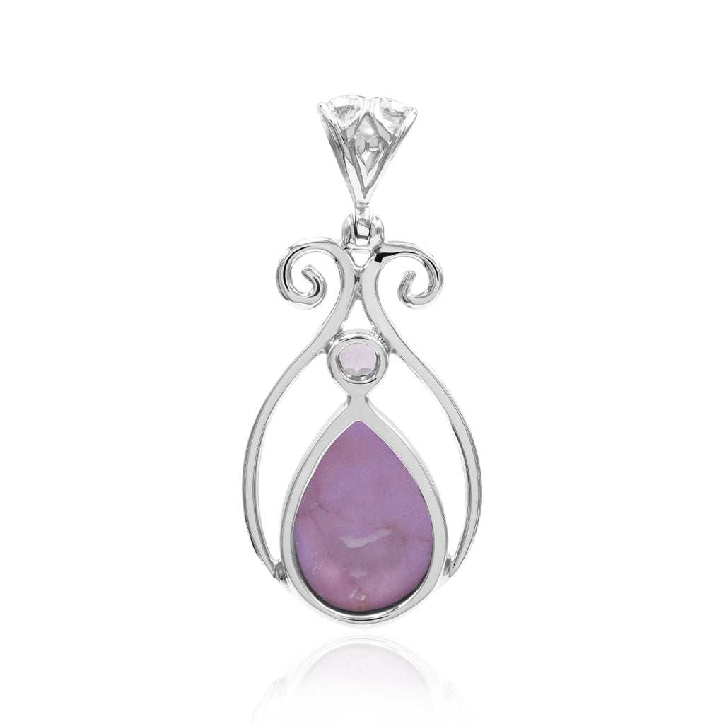 Starborn Phosphosiderite and Amethyst Pendant in Sterling Silver