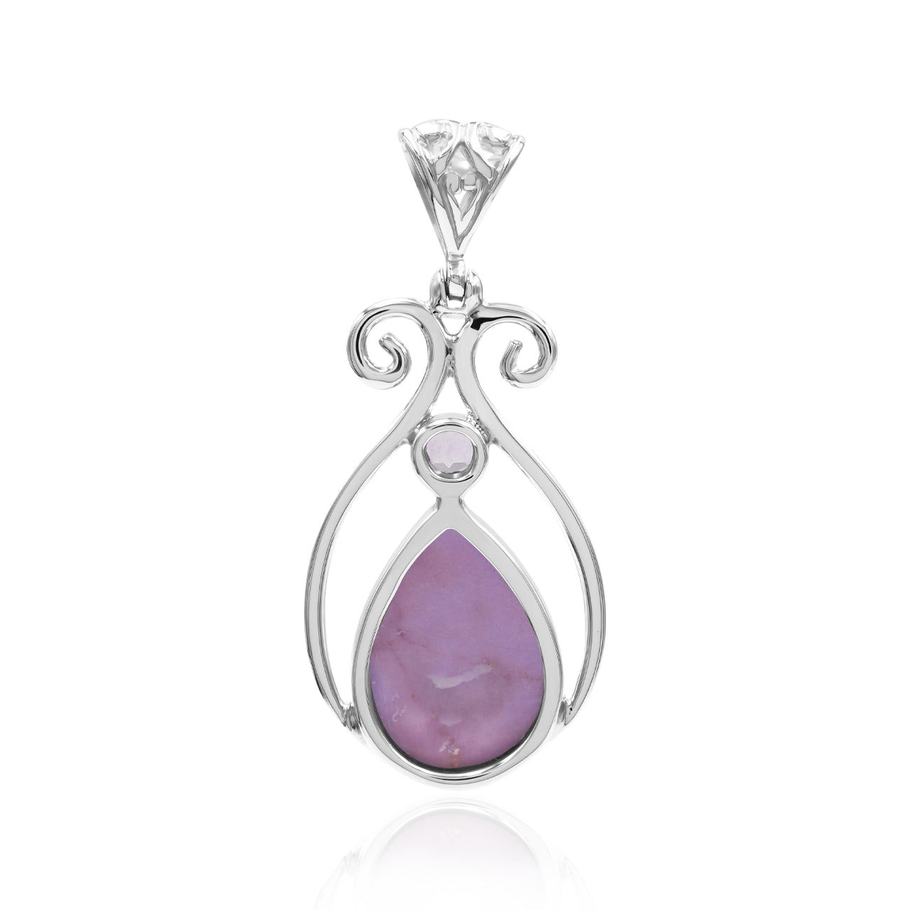 Starborn Phosphosiderite and Amethyst Pendant in Sterling Silver