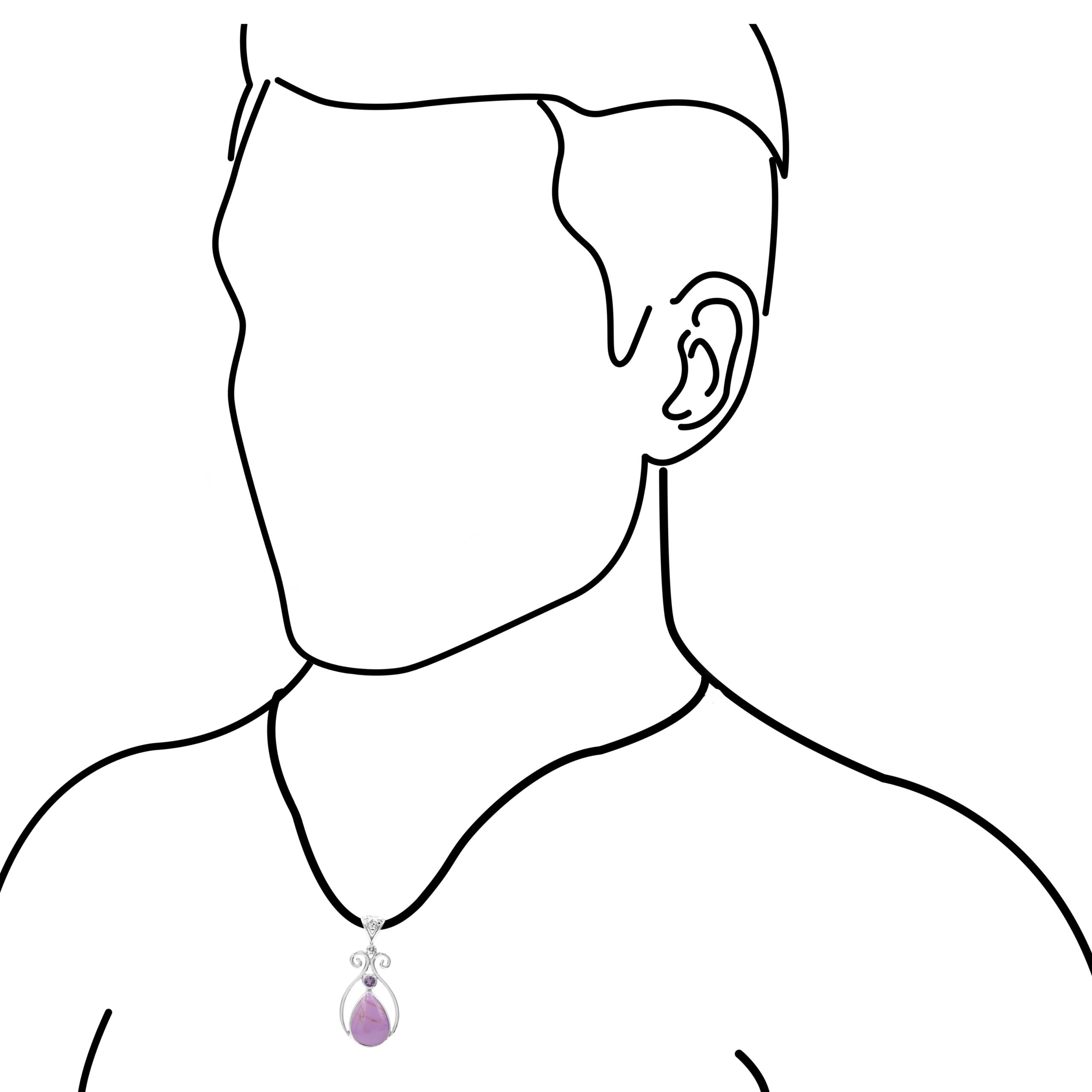 Starborn Phosphosiderite and Amethyst Pendant in Sterling Silver
