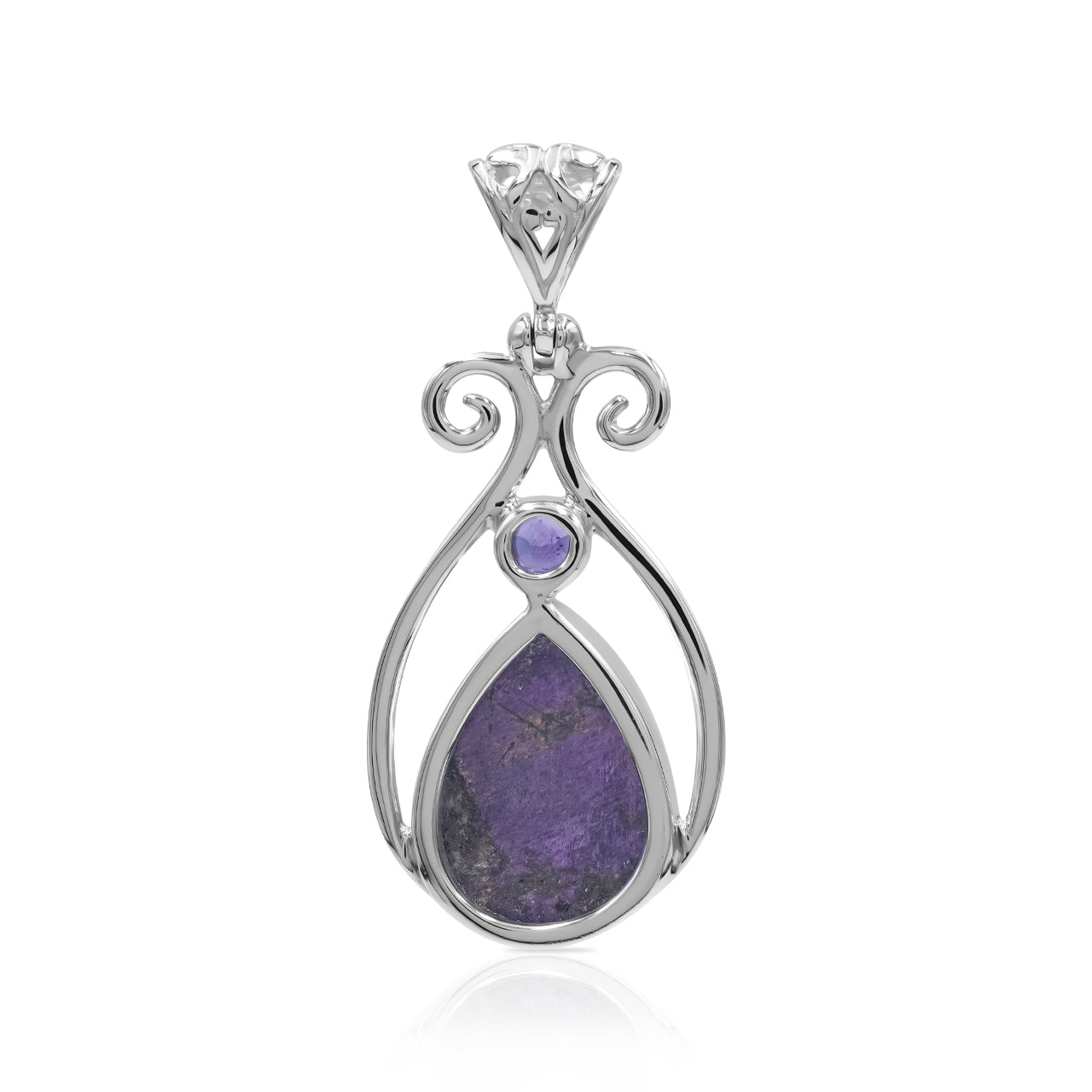 Starborn Purpurite and Amethyst Pendant in Fine Sterling Silver