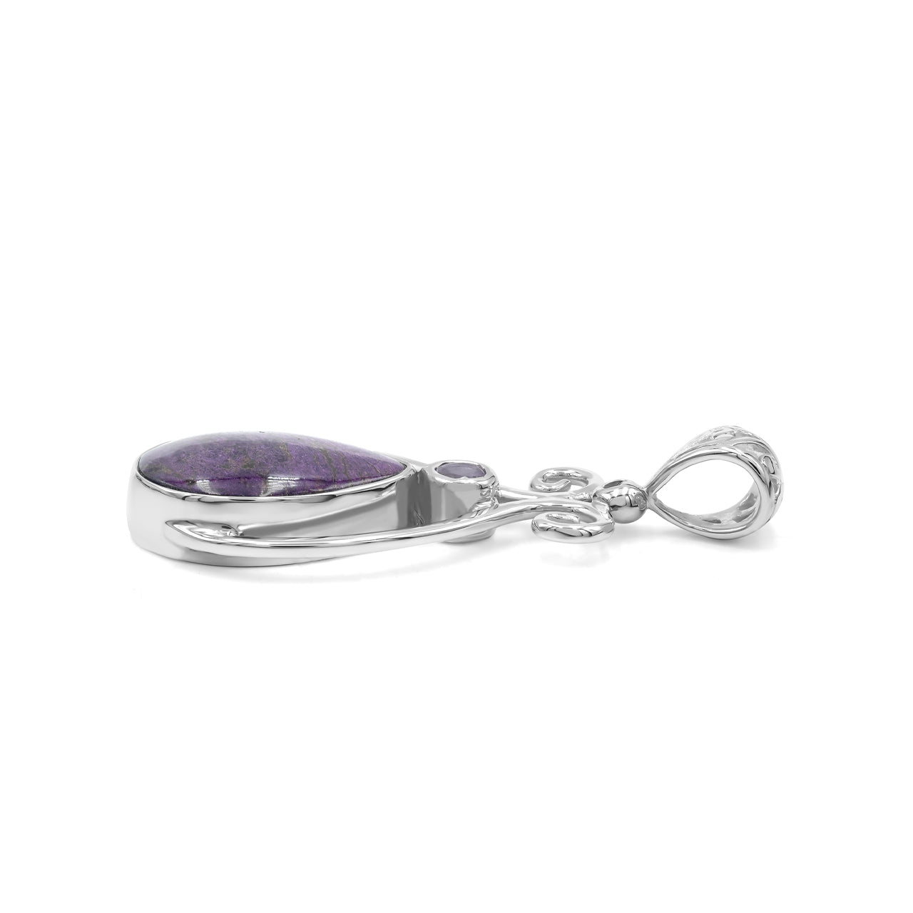 Starborn Purpurite and Amethyst Pendant in Fine Sterling Silver