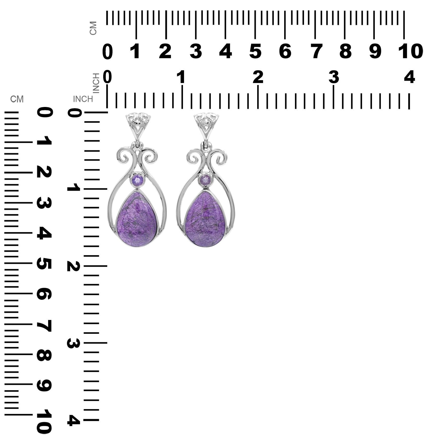 Starborn Purpurite and Amethyst Pendant in Fine Sterling Silver