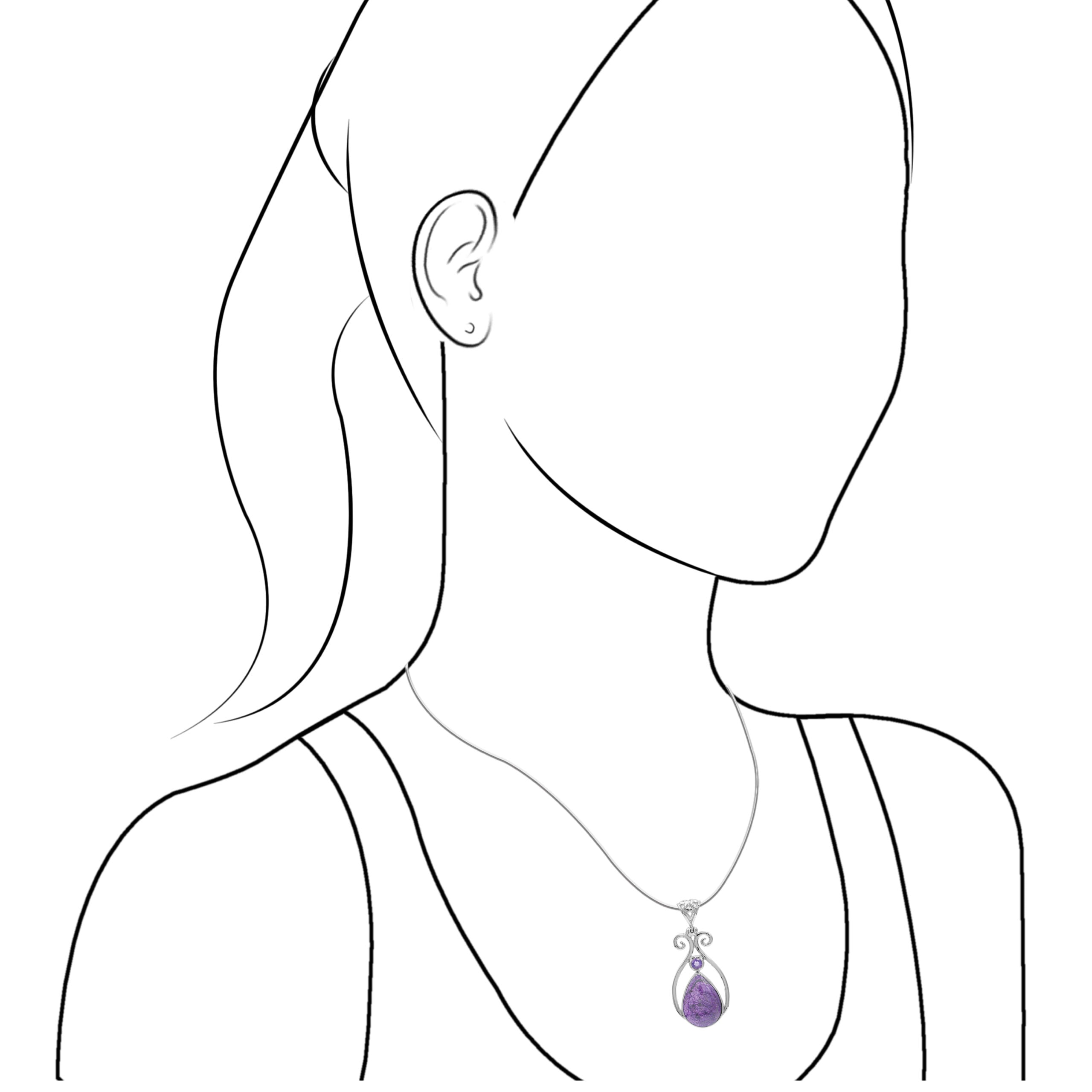 Starborn Purpurite and Amethyst Pendant in Fine Sterling Silver