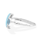 Starborn Turquoise and Faceted Blue Topaz Crescent Moon Ring in Sterling Silver