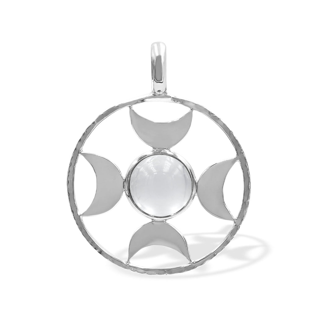 Starborn Sphere Gemstones Directional Crescent Moon Pendant in Sterling Silver - Small