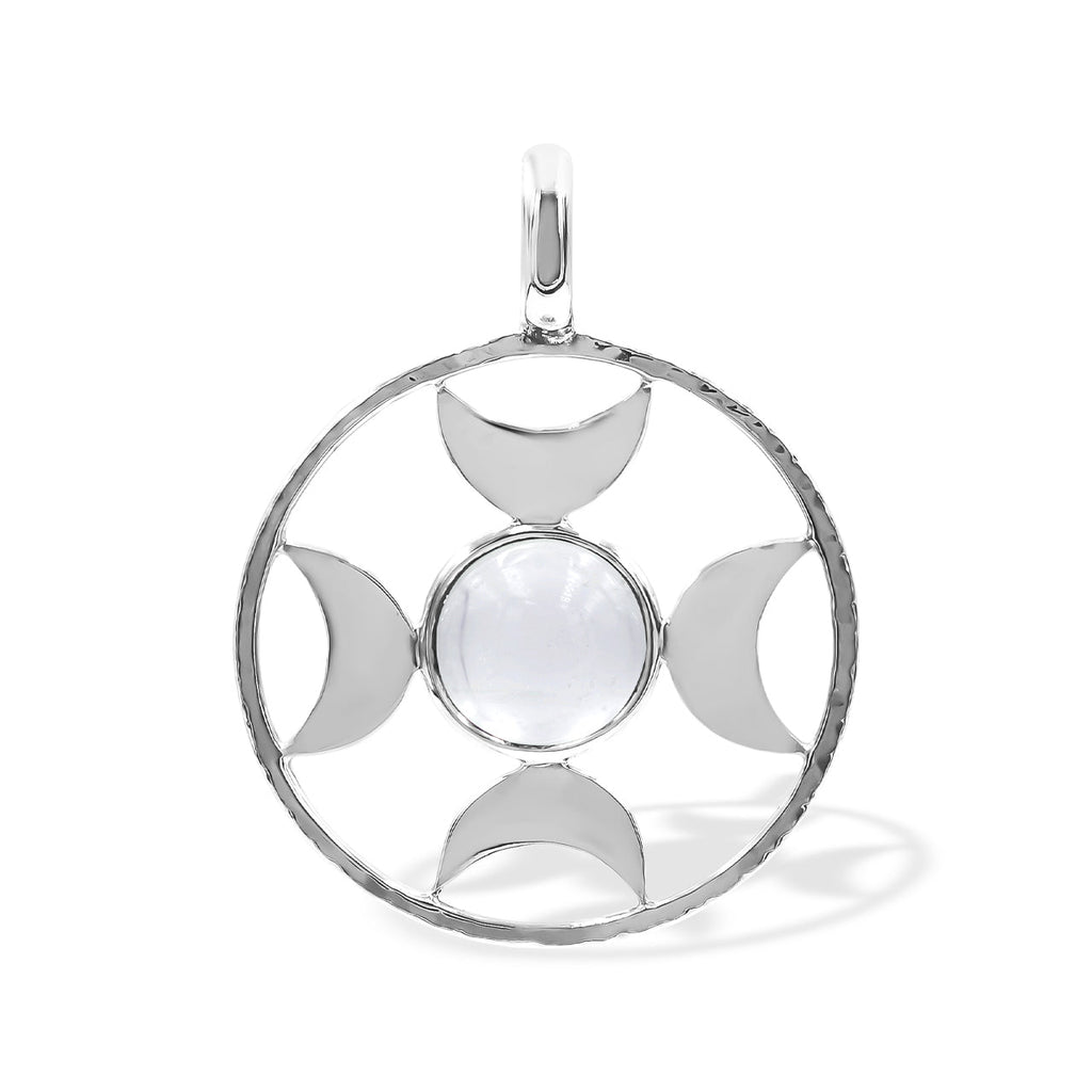 Starborn Sphere Gemstones Directional Crescent Moon Pendant in Sterling Silver - Small
