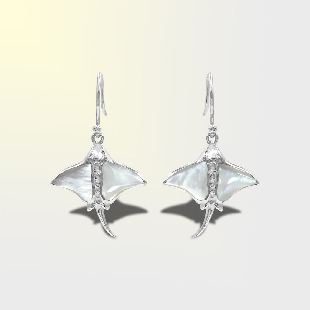Starborn Gemstone Manta Ray Earrings in Sterling Silver