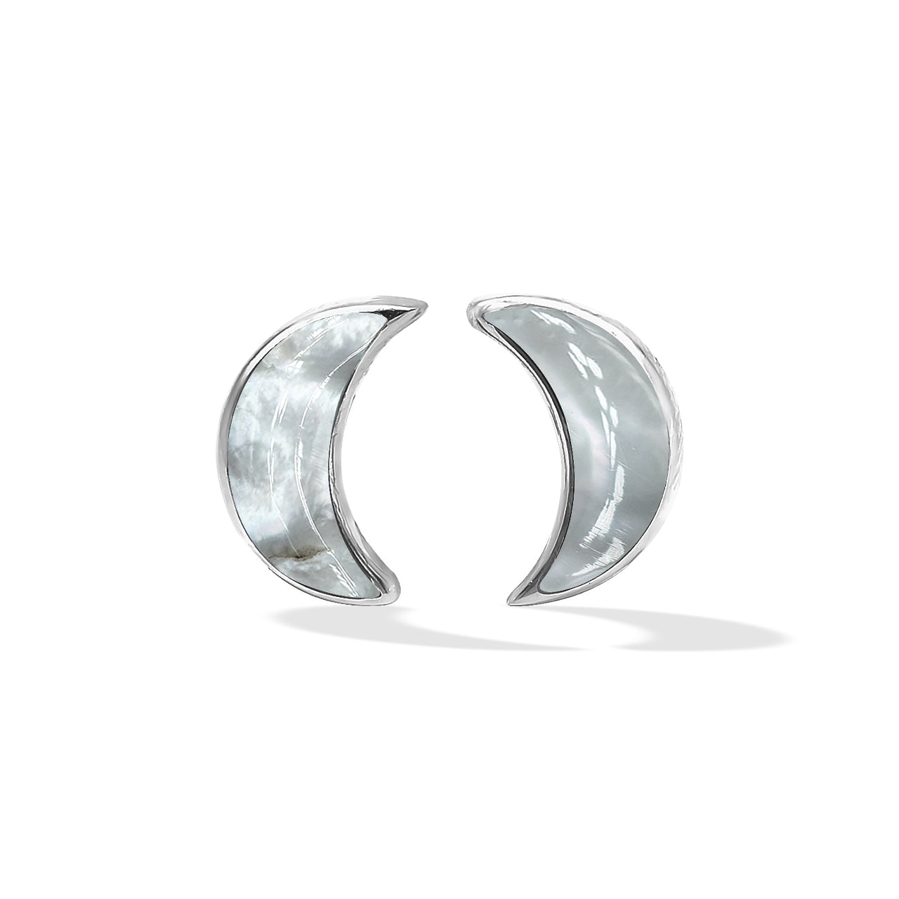 Starborn Gemstone Crescent Moon Post Style Earrings in Sterling Silver