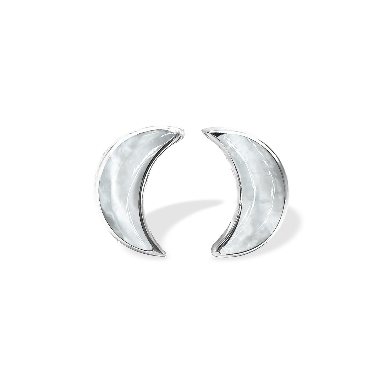Starborn Gemstone Crescent Moon Post Style Earrings in Sterling Silver