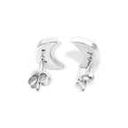 Starborn Gemstone Crescent Moon Post Style Earrings in Sterling Silver