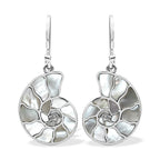 Starborn Nautilus Ammonite with Gemstones Inlay Earring in Sterling Silver - Large