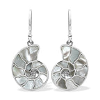 Starborn Nautilus Ammonite with Gemstones Inlay Earring in Sterling Silver - Large