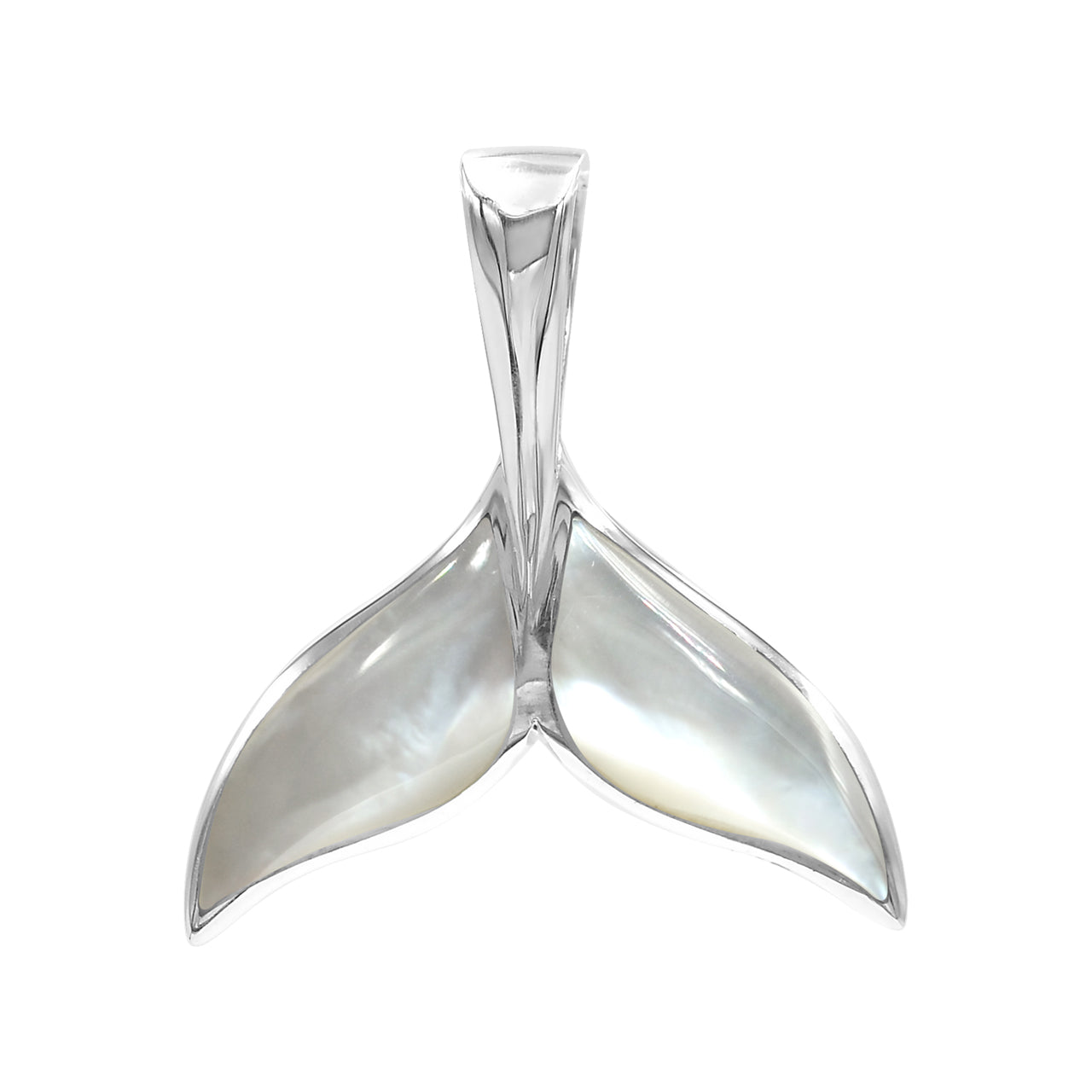 Starborn Mother of Pearl Whale Tail Pendant in Sterling Silver