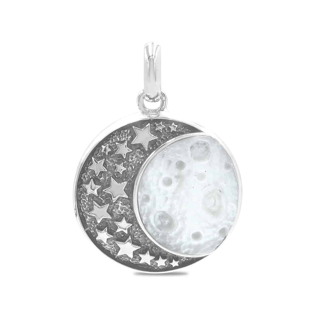 Starborn Mother of Pearl Crescent Moon Pendant in Sterling Silver
