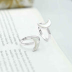 Starborn Mother of Pearl Crescent Moon Rings in Sterling Silver