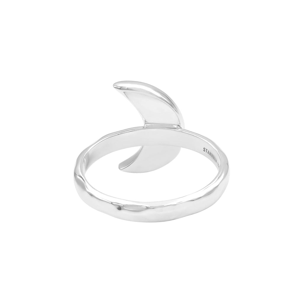 Starborn Mother of Pearl Crescent Moon Rings in Sterling Silver