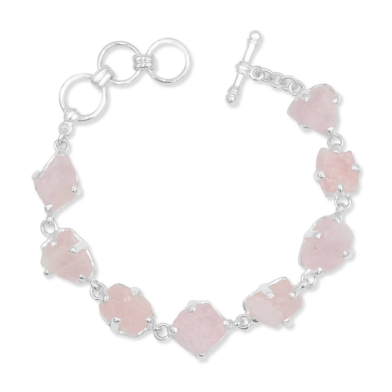 Starborn Rough Morganite Bracelet in Sterling Silver