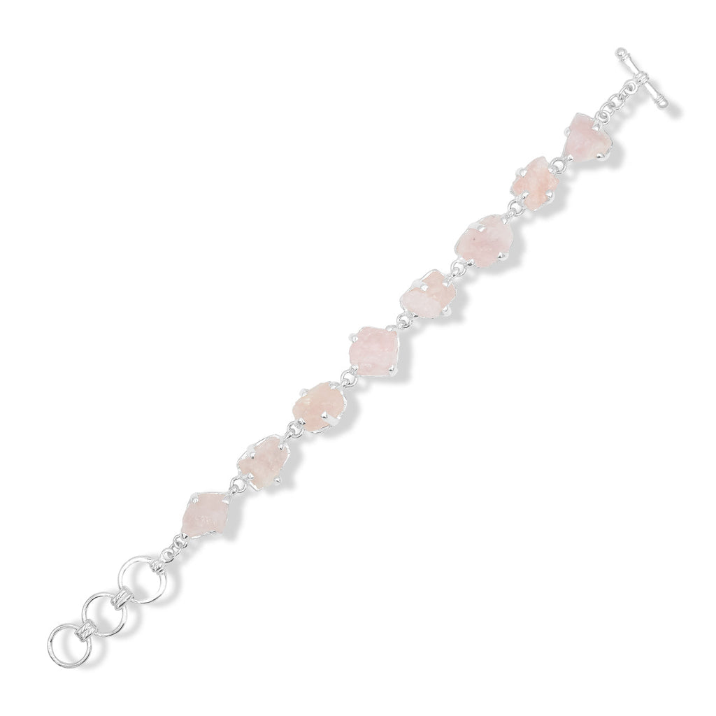 Starborn Rough Morganite Bracelet in Sterling Silver