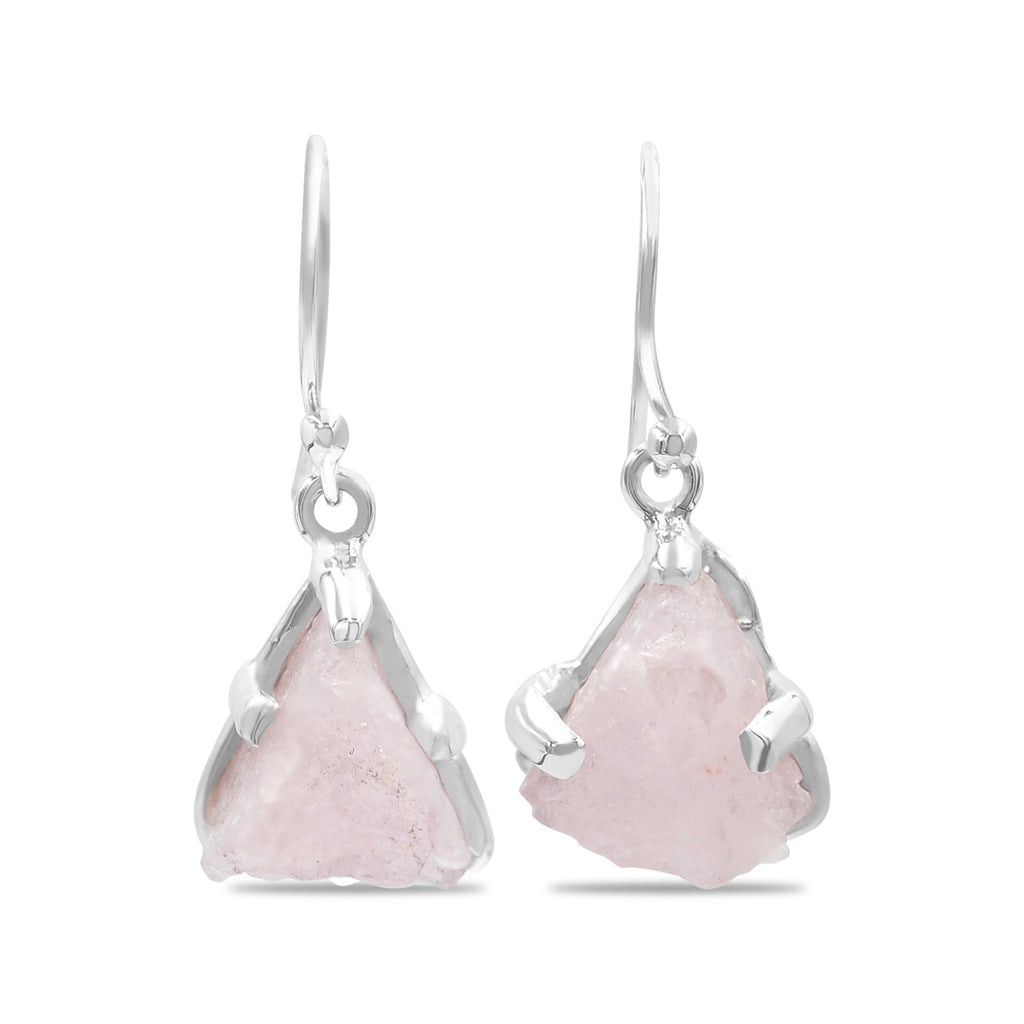 Starborn Rough Morganite Drop Earrings in Sterling Silver
