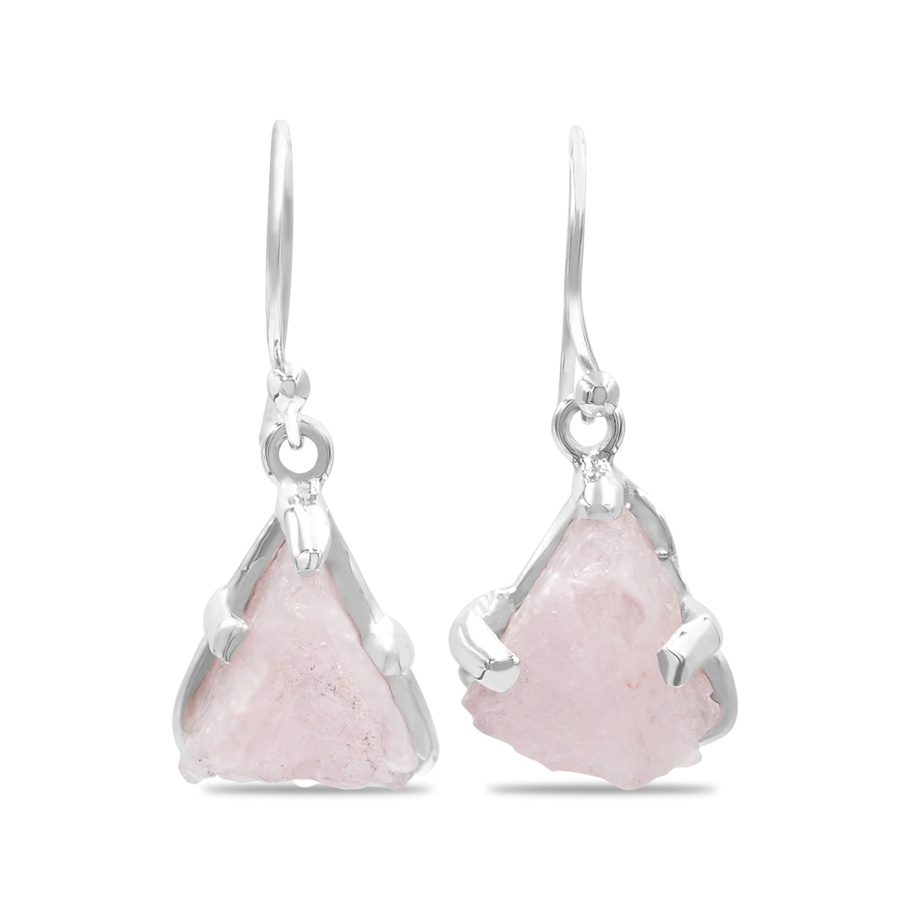 Starborn Rough Morganite Drop Earrings in Sterling Silver