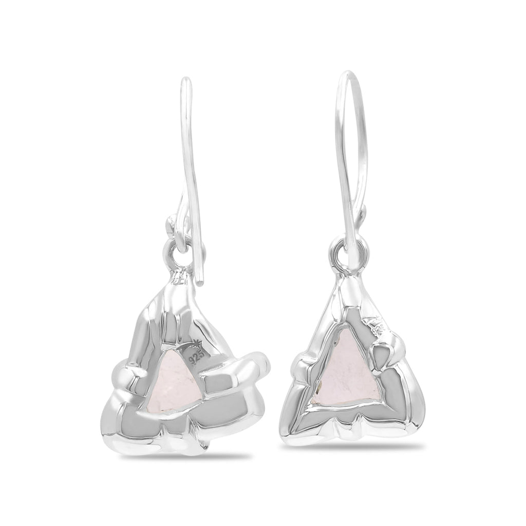 Starborn Rough Morganite Drop Earrings in Sterling Silver