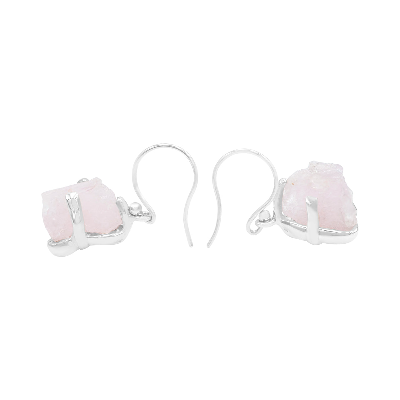 Starborn Rough Morganite Drop Earrings in Sterling Silver