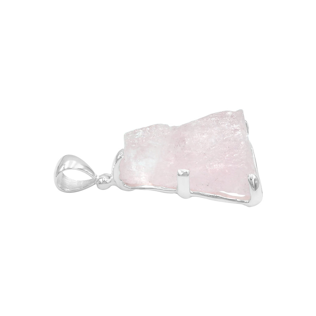 Starborn Morganite Rough Prong Set Pendant in Sterling Silver - Medium