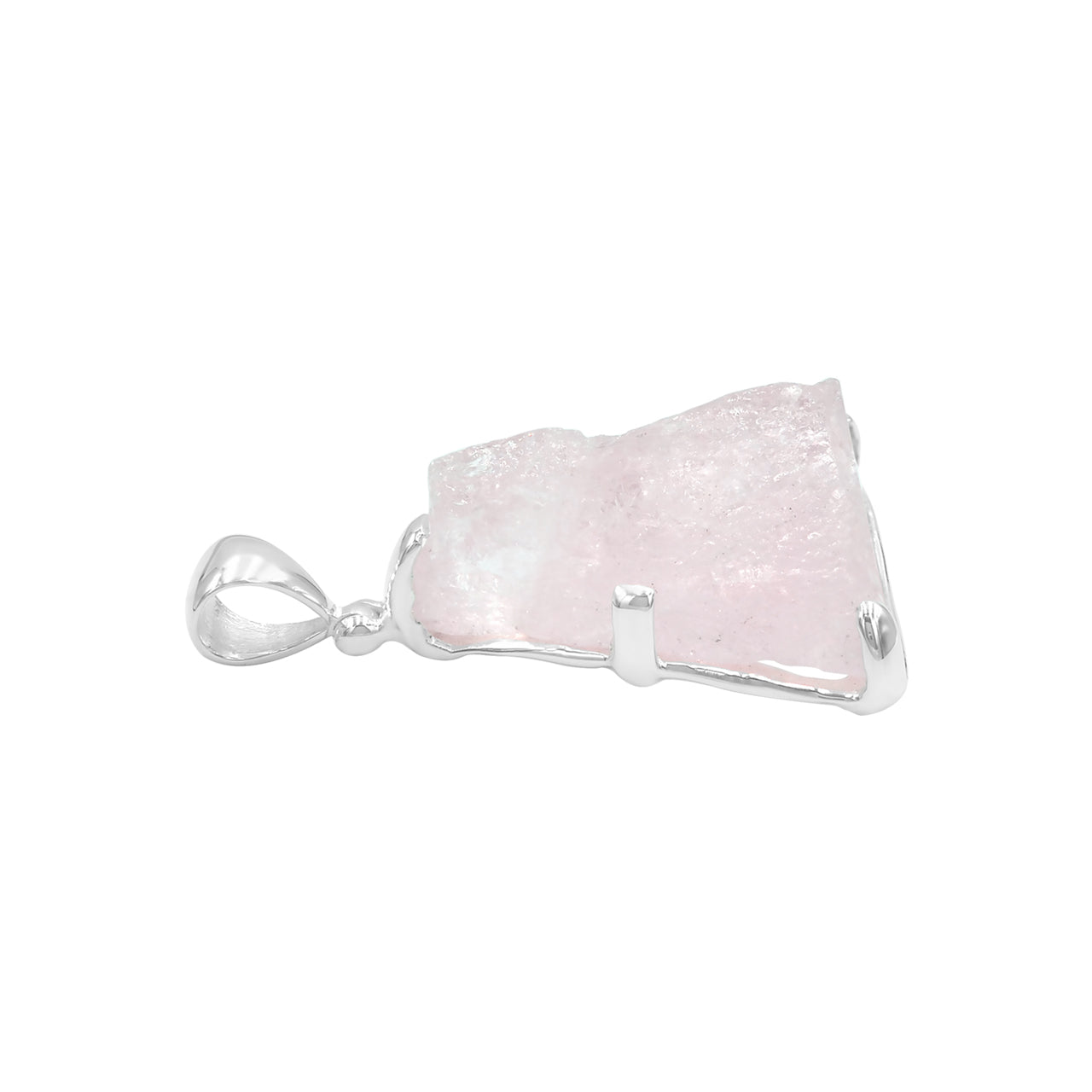 Starborn Morganite Rough Prong Set Pendant in Sterling Silver - Medium
