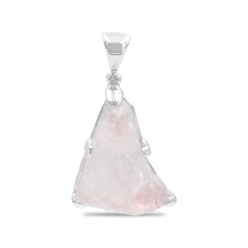 Starborn Morganite Rough Prong Set Pendant in Sterling Silver - Medium