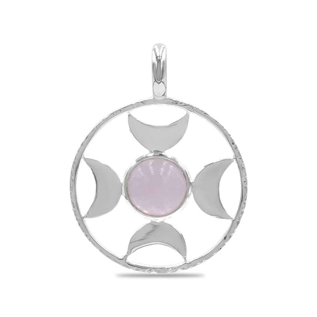 Starborn Sphere Gemstones Directional Crescent Moon Pendant in Sterling Silver - Large