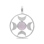 Starborn Sphere Gemstones Directional Crescent Moon Pendant in Sterling Silver - Large