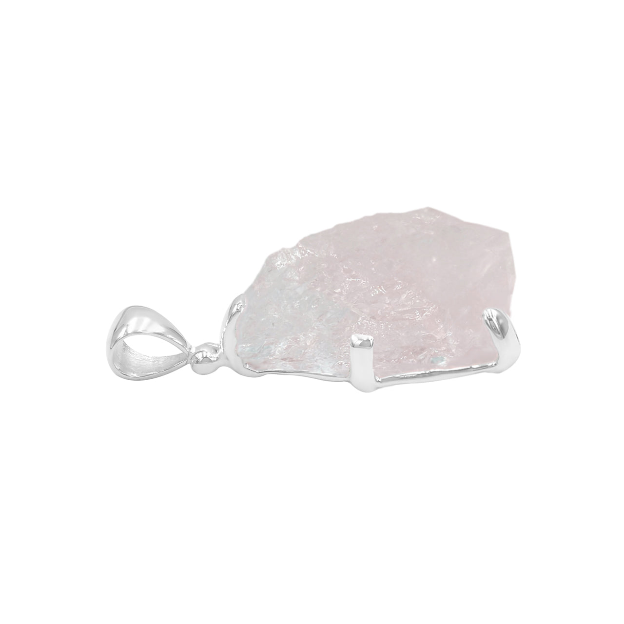 Starborn Morganite Rough Prong Set Pendant in Sterling Silver - Large