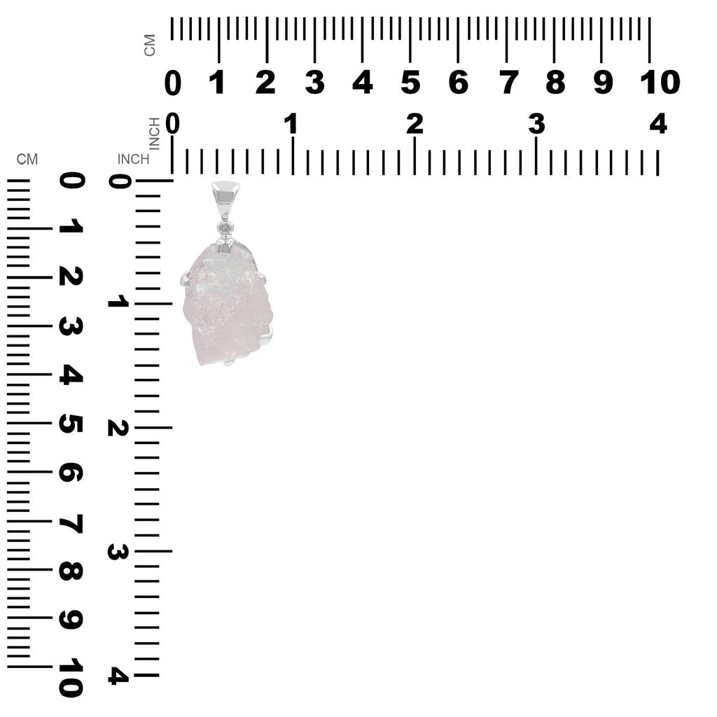 Starborn Morganite Rough Prong Set Pendant in Sterling Silver - Large