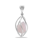 Starborn Morganite Crystal in Sterling Silver Spiral Cage Pendant