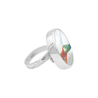 Starborn Round Mother of Pearl with Ammolite Inlay Ring in Sterling Silver