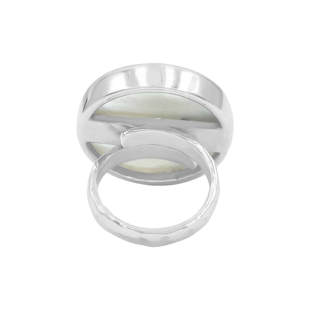 Starborn Round Mother of Pearl with Ammolite Inlay Ring in Sterling Silver
