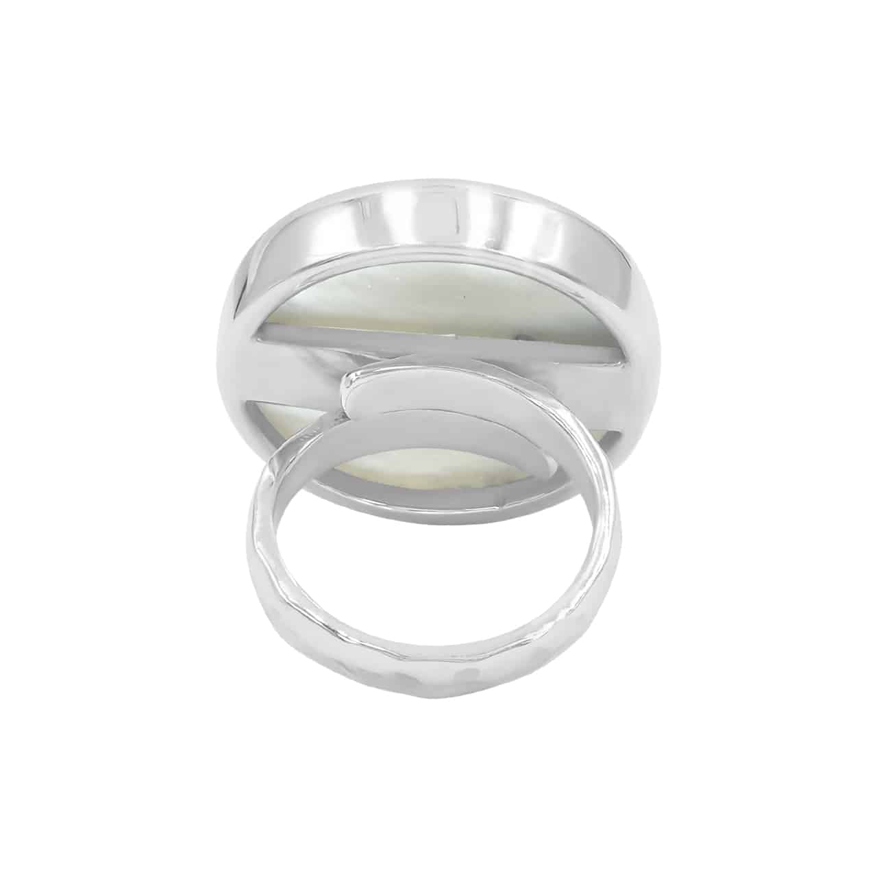 Starborn Round Mother of Pearl with Ammolite Inlay Ring in Sterling Silver