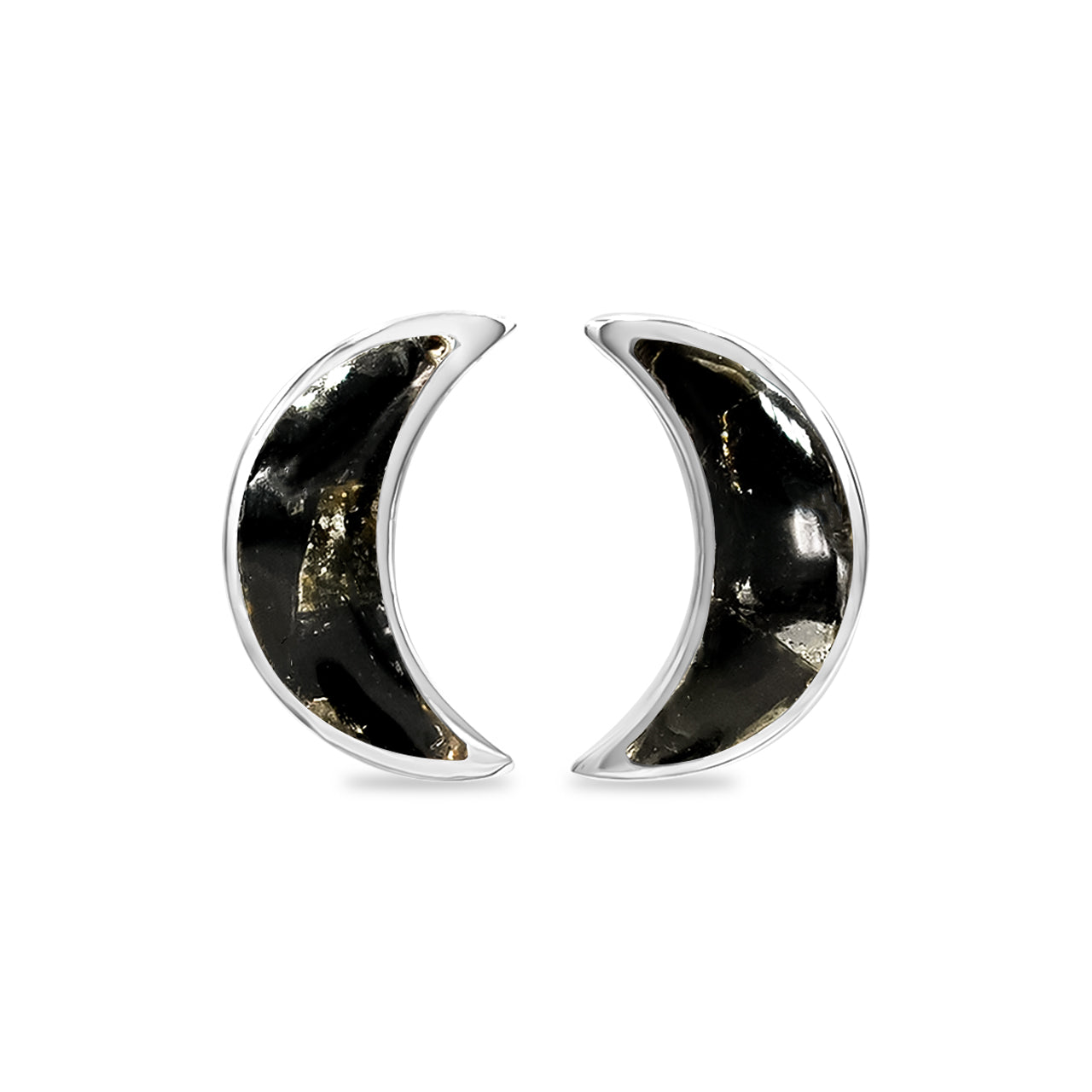Starborn Gemstone Crescent Moon Post Style Earrings in Sterling Silver