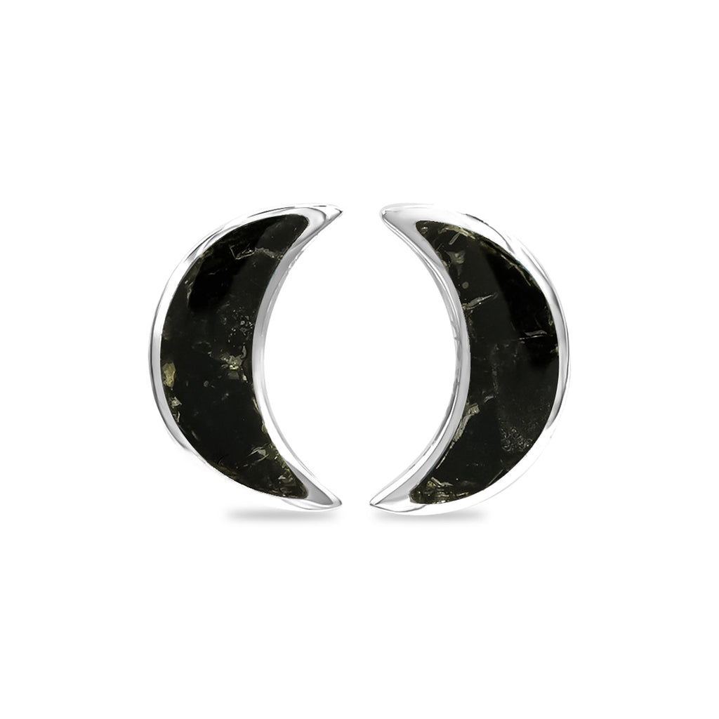 Starborn Gemstone Crescent Moon Post Style Earrings in Sterling Silver