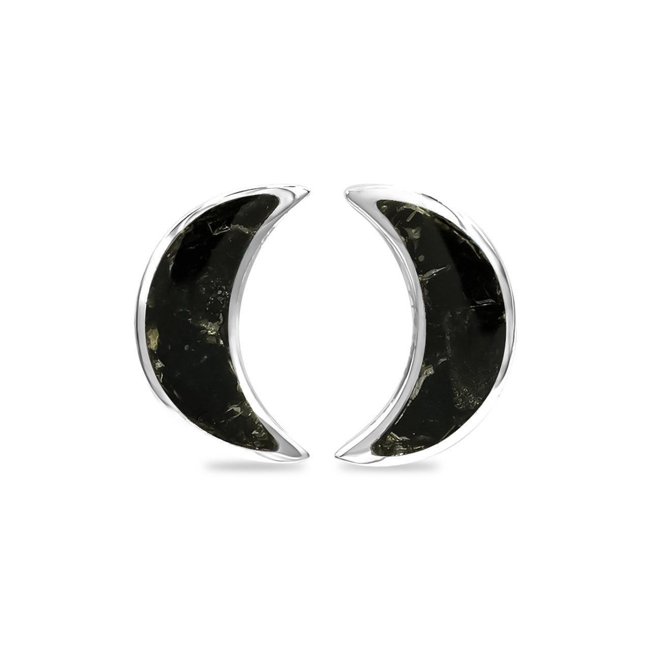 Starborn Gemstone Crescent Moon Post Style Earrings in Sterling Silver